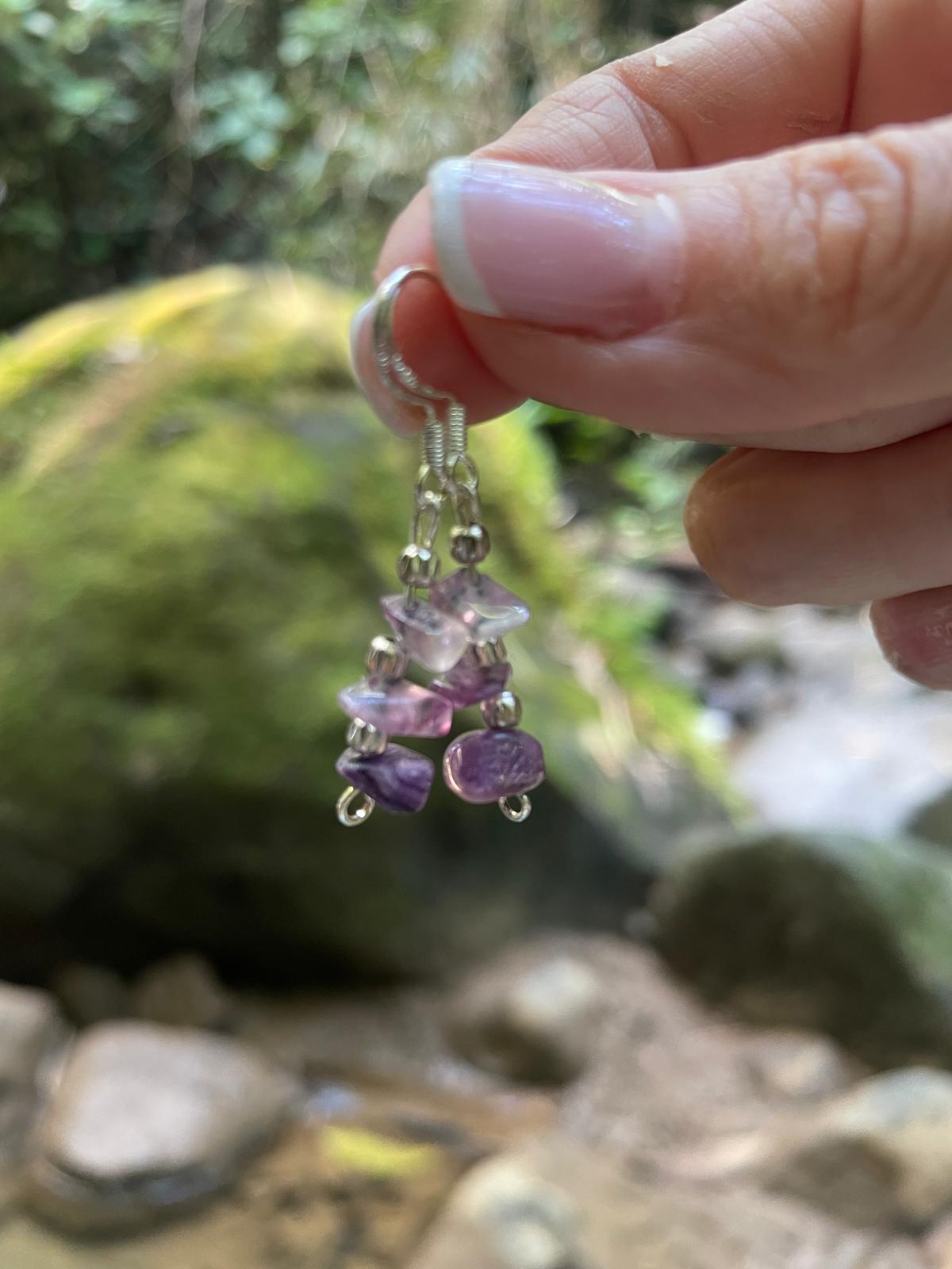 Handmade amethyst earrings, premium 925 sterling silver