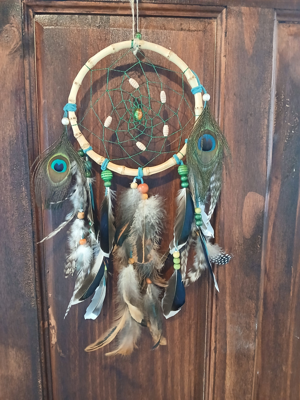 dream catcher with amber and pearls