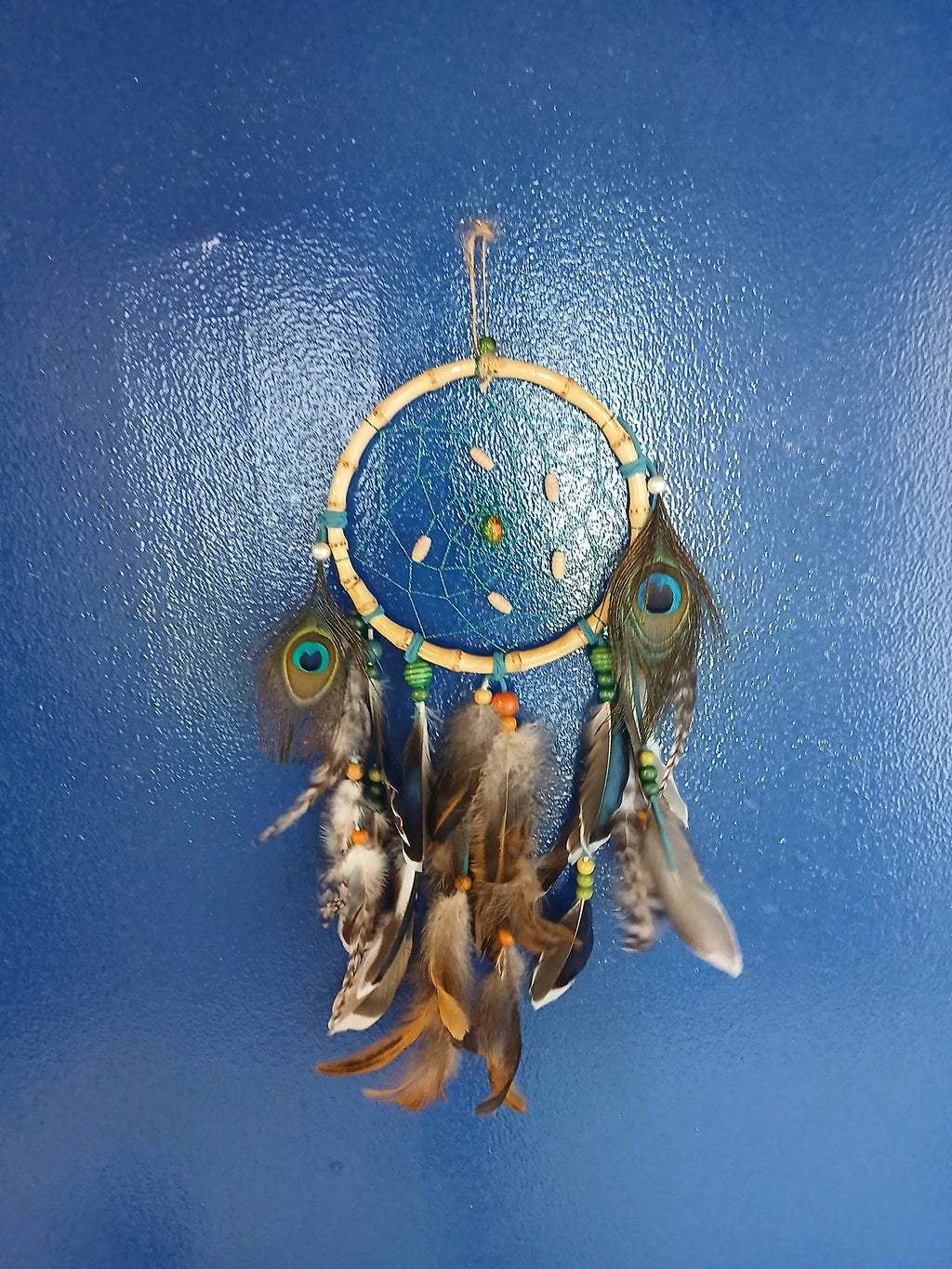 dream catcher with amber and pearls