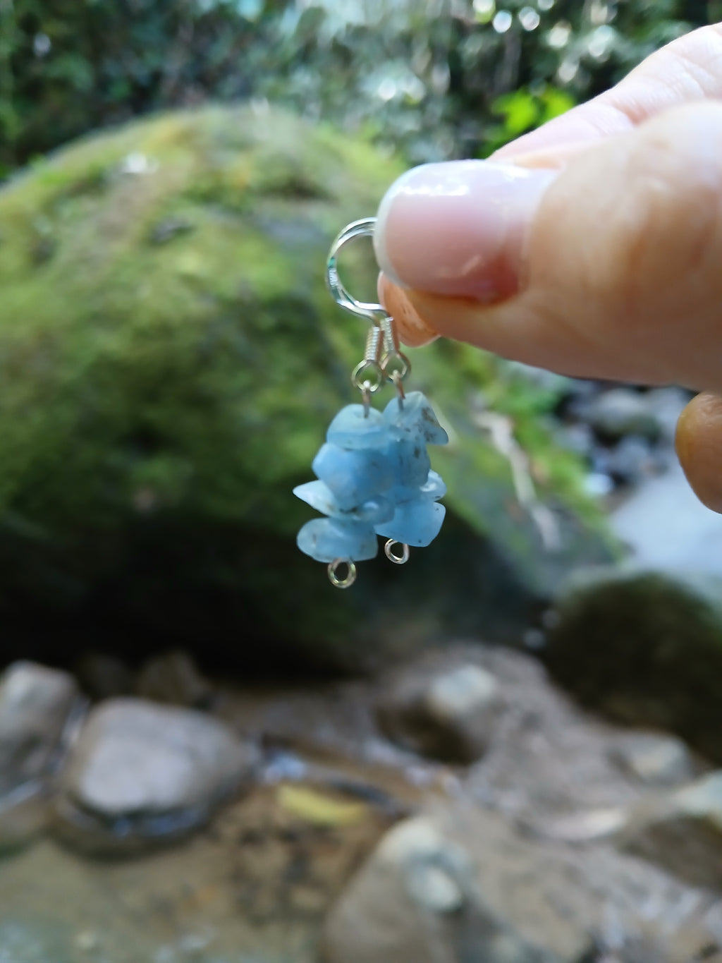 Handcrafted earrings with natural aquamarine and premium 925 sterling silver