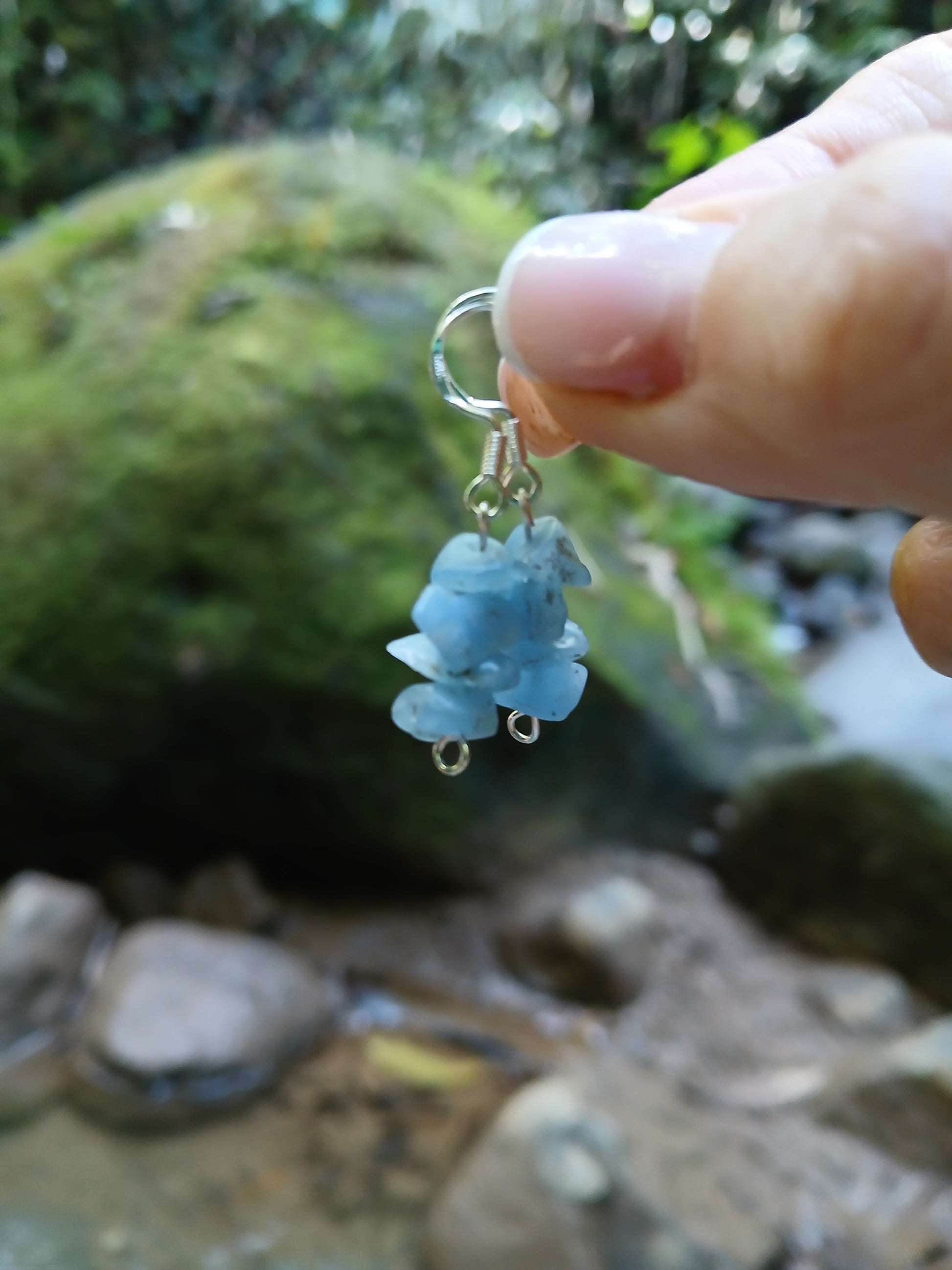 Handcrafted earrings with natural aquamarine and premium 925 sterling silver