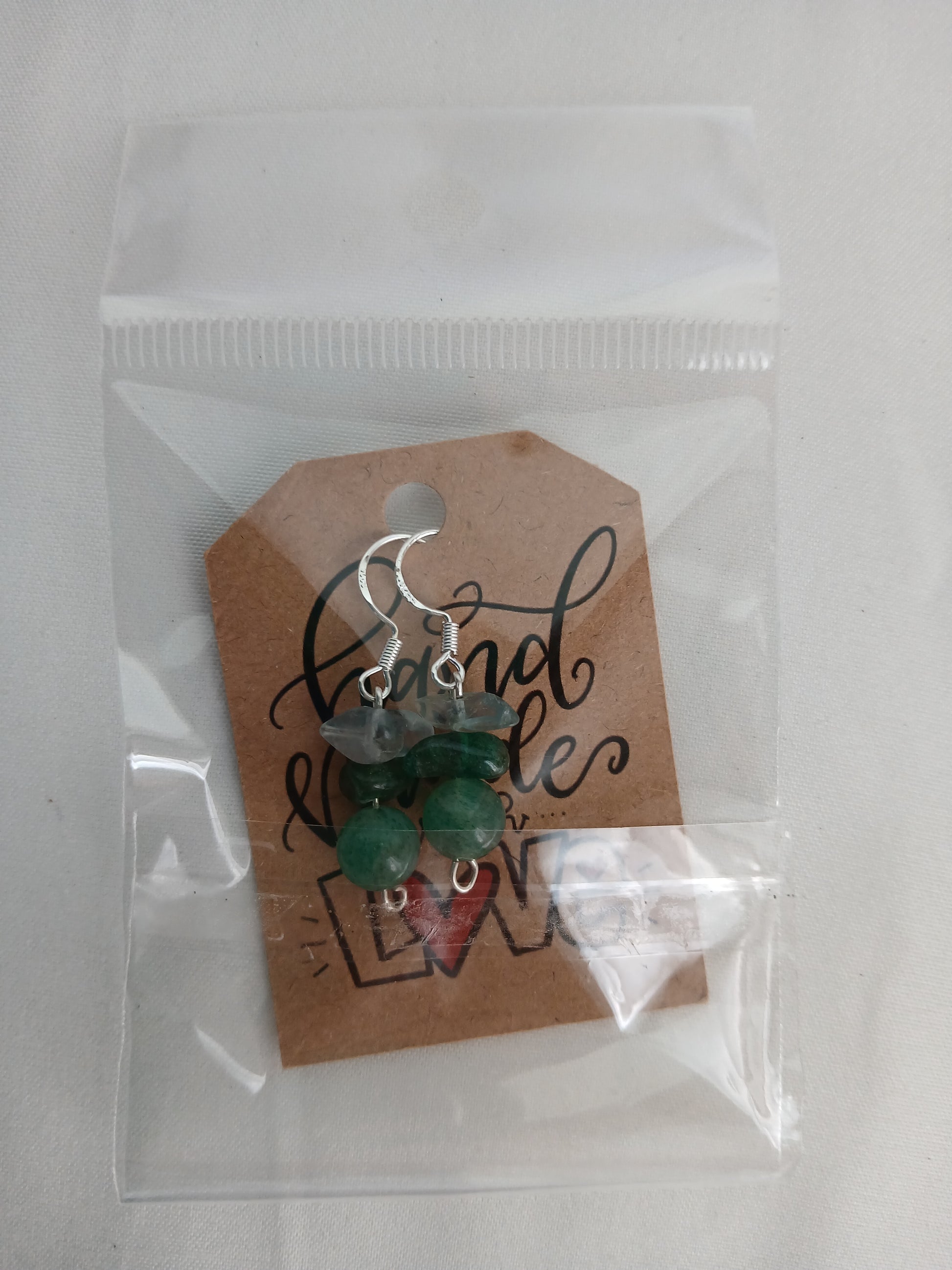 Earrings with natural jadeite, green aventurine, and rock crystal, premium 925 sterling silver