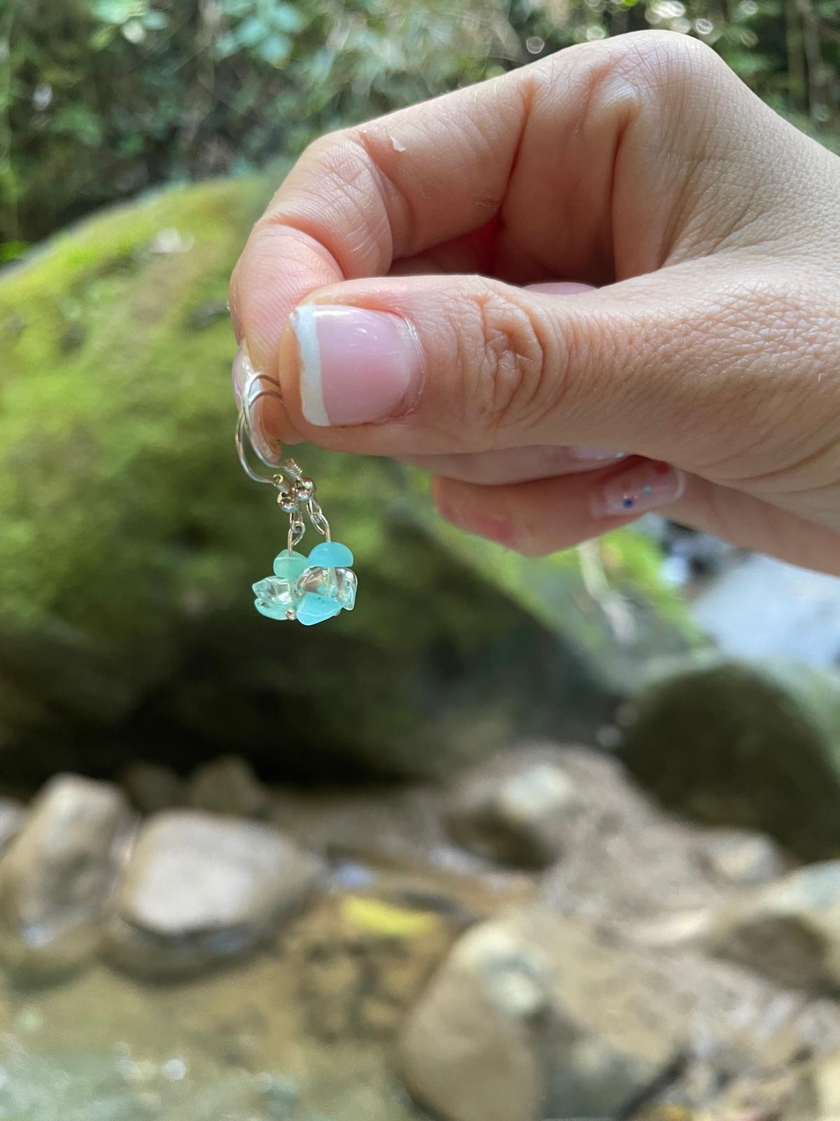 Handcrafted aquamarine and rock crystal earrings, premium 925 sterling silver