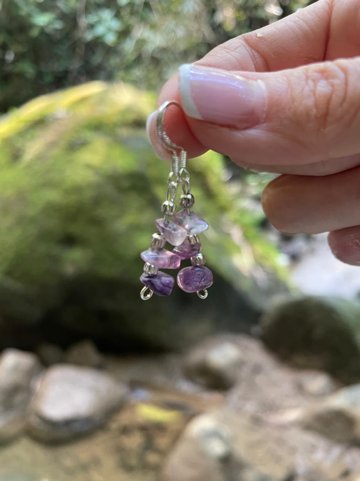 Handmade amethyst earrings, premium 925 sterling silver