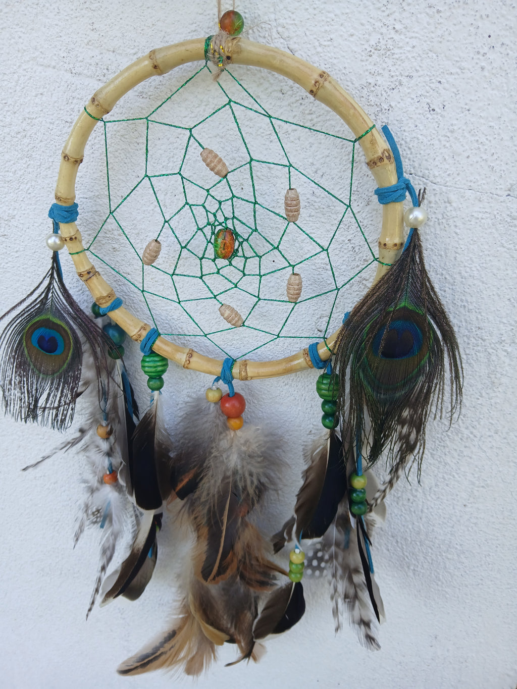 dream catcher with amber and pearls