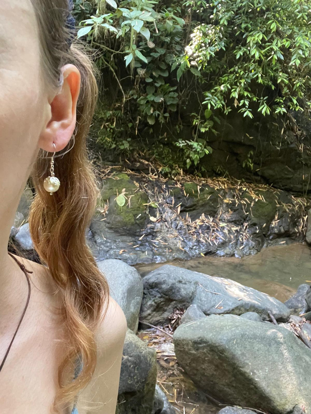 Earrings with natural pearls from the Caribbean Sea premium 925 sterling silver