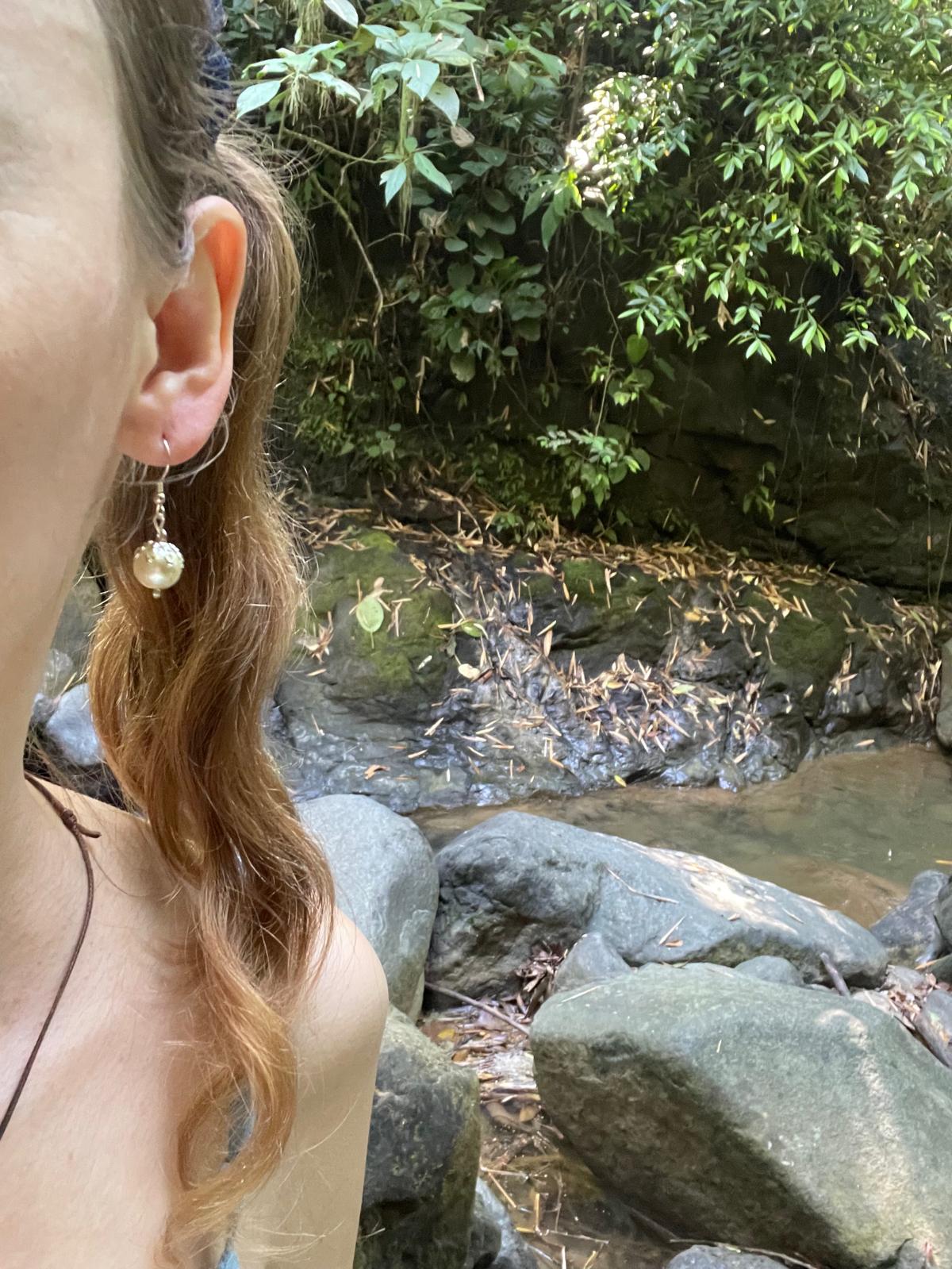 Earrings with natural pearls from the Caribbean Sea premium 925 sterling silver