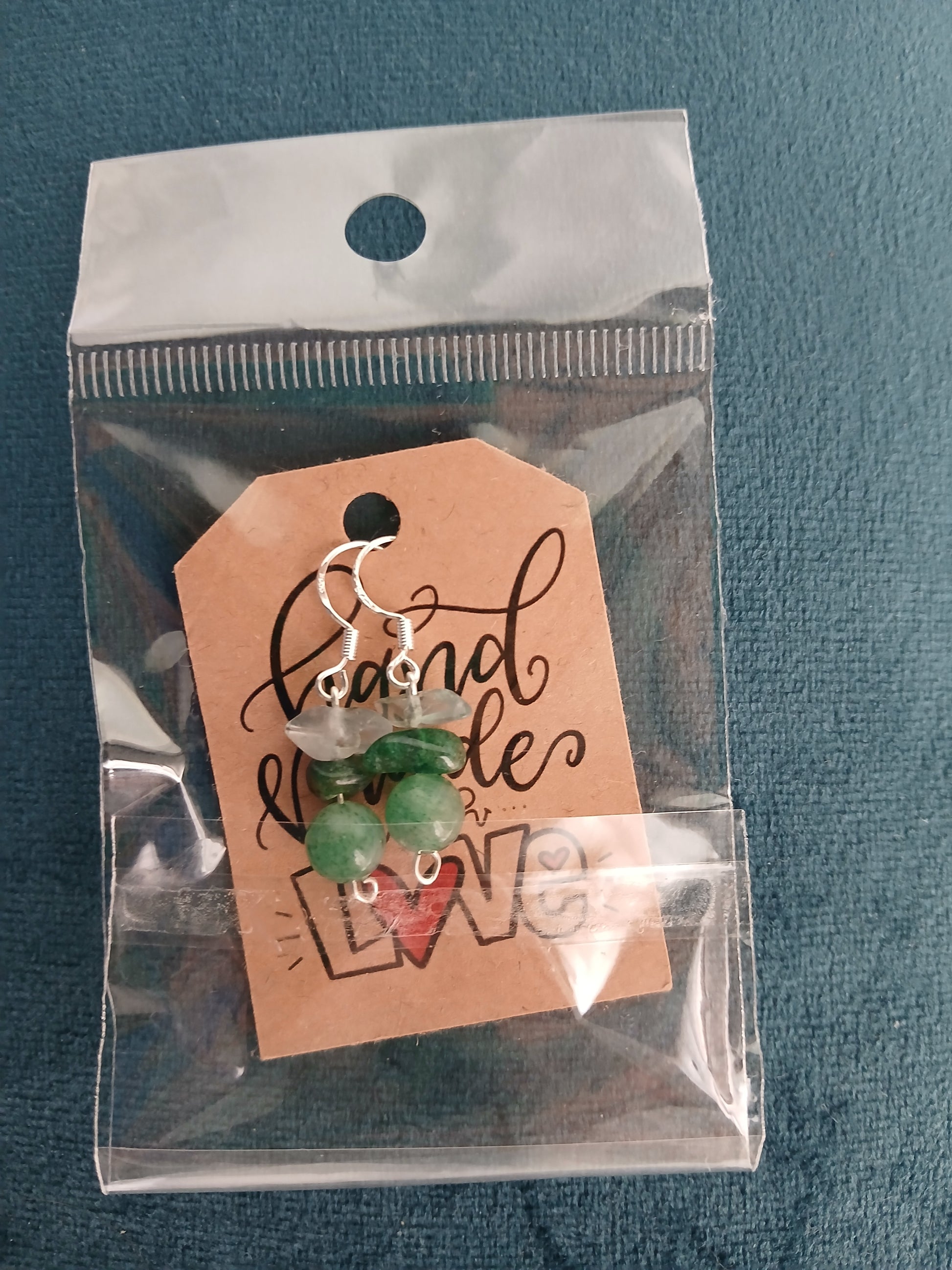 Earrings with natural jadeite, green aventurine, and rock crystal, premium 925 sterling silver