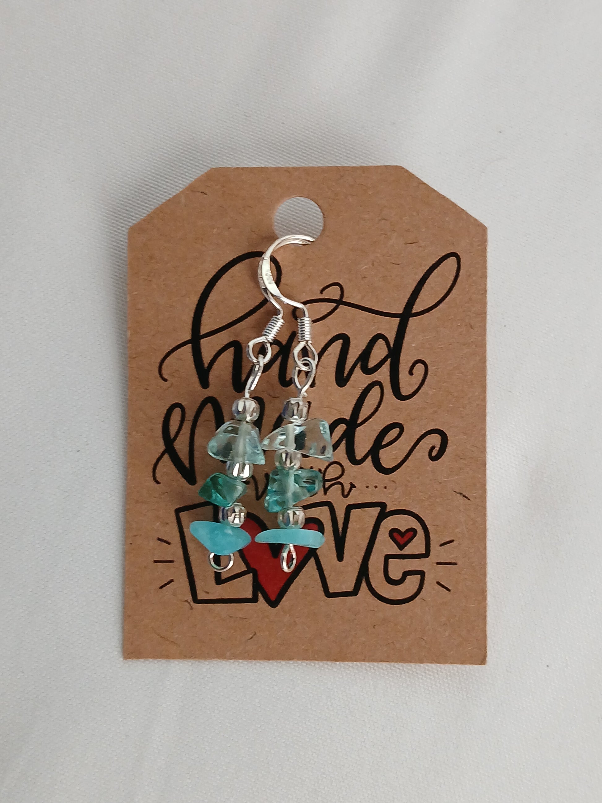 Handcrafted earrings with blue topaz and rock crystal, premium 925 sterling silver