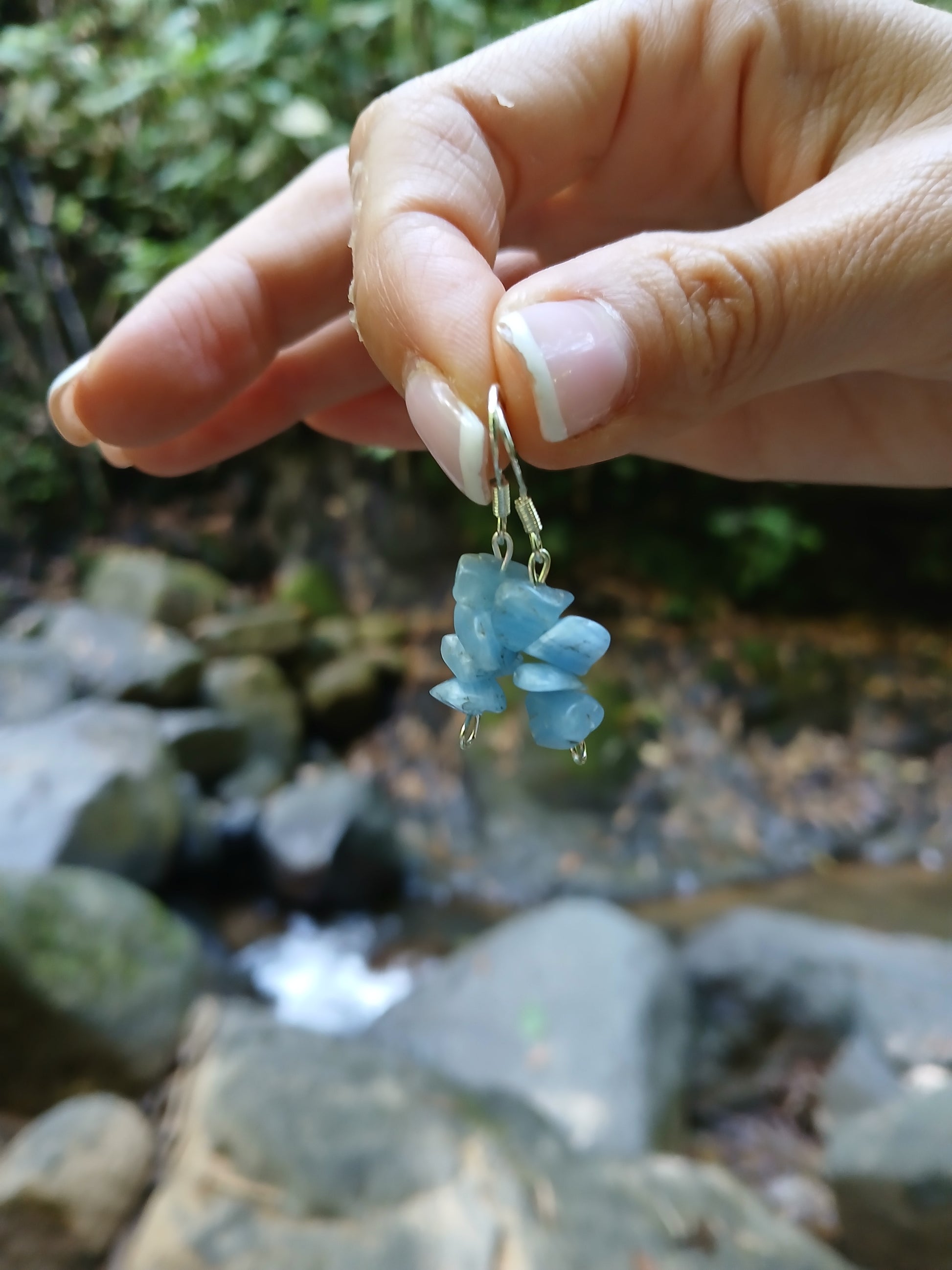 Handcrafted earrings with natural aquamarine and premium 925 sterling silver