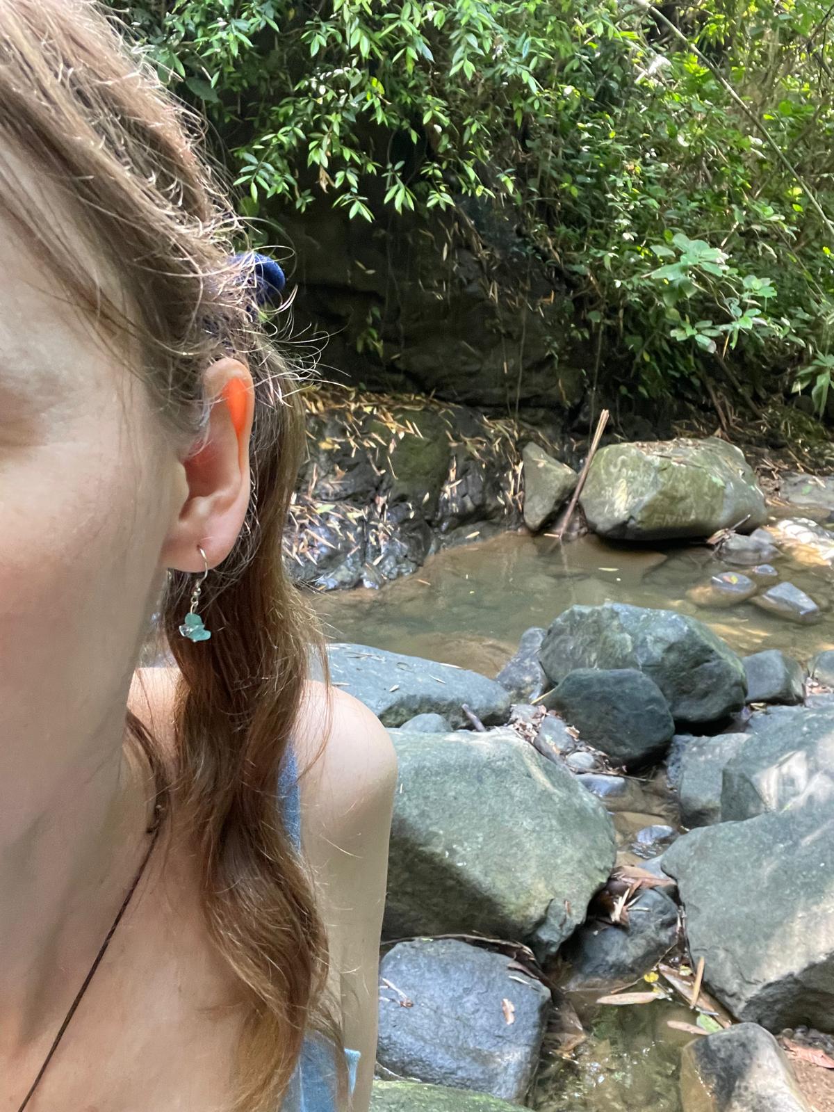 Handcrafted aquamarine and rock crystal earrings, premium 925 sterling silver