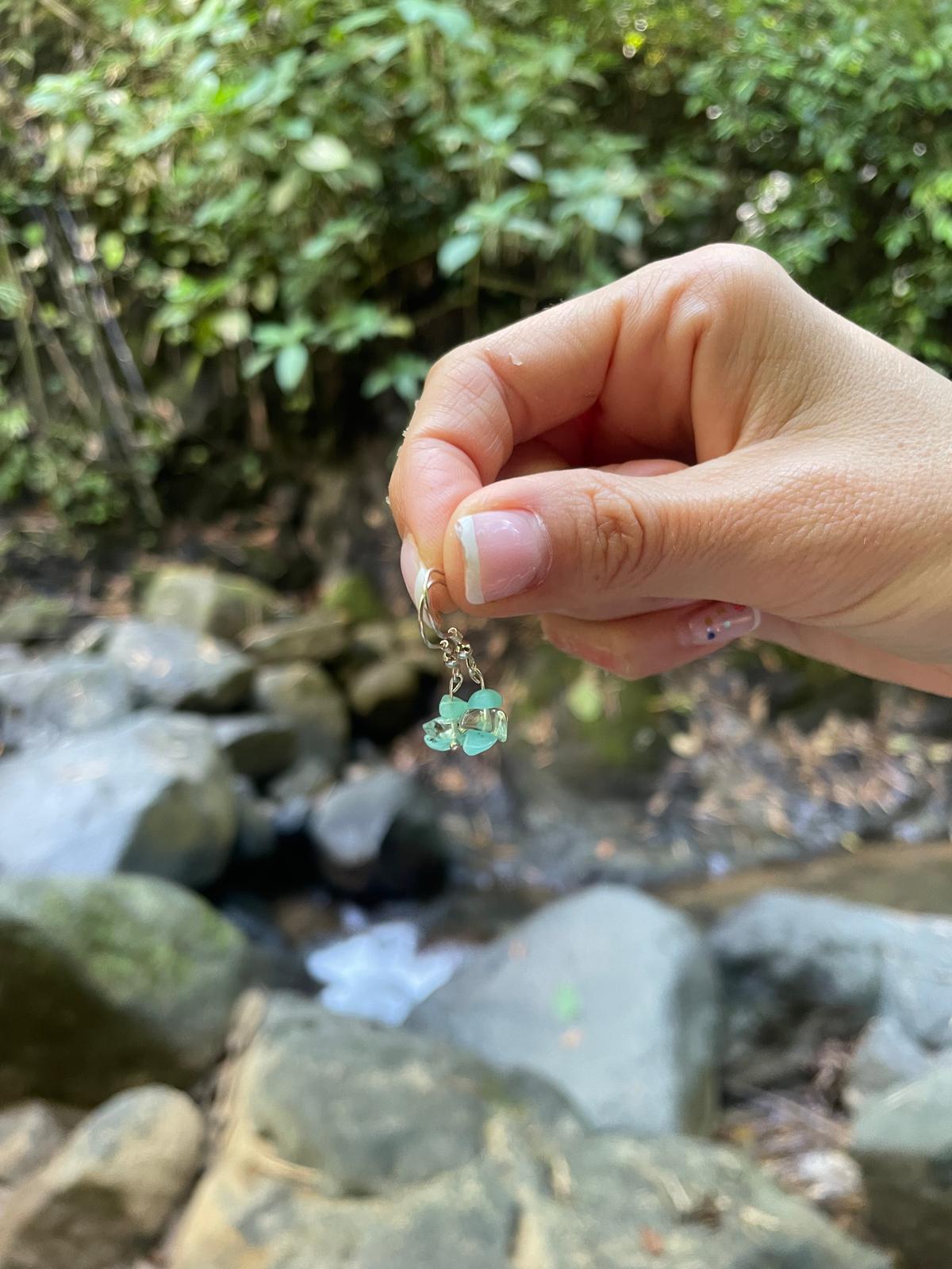 Handcrafted aquamarine and rock crystal earrings, premium 925 sterling silver