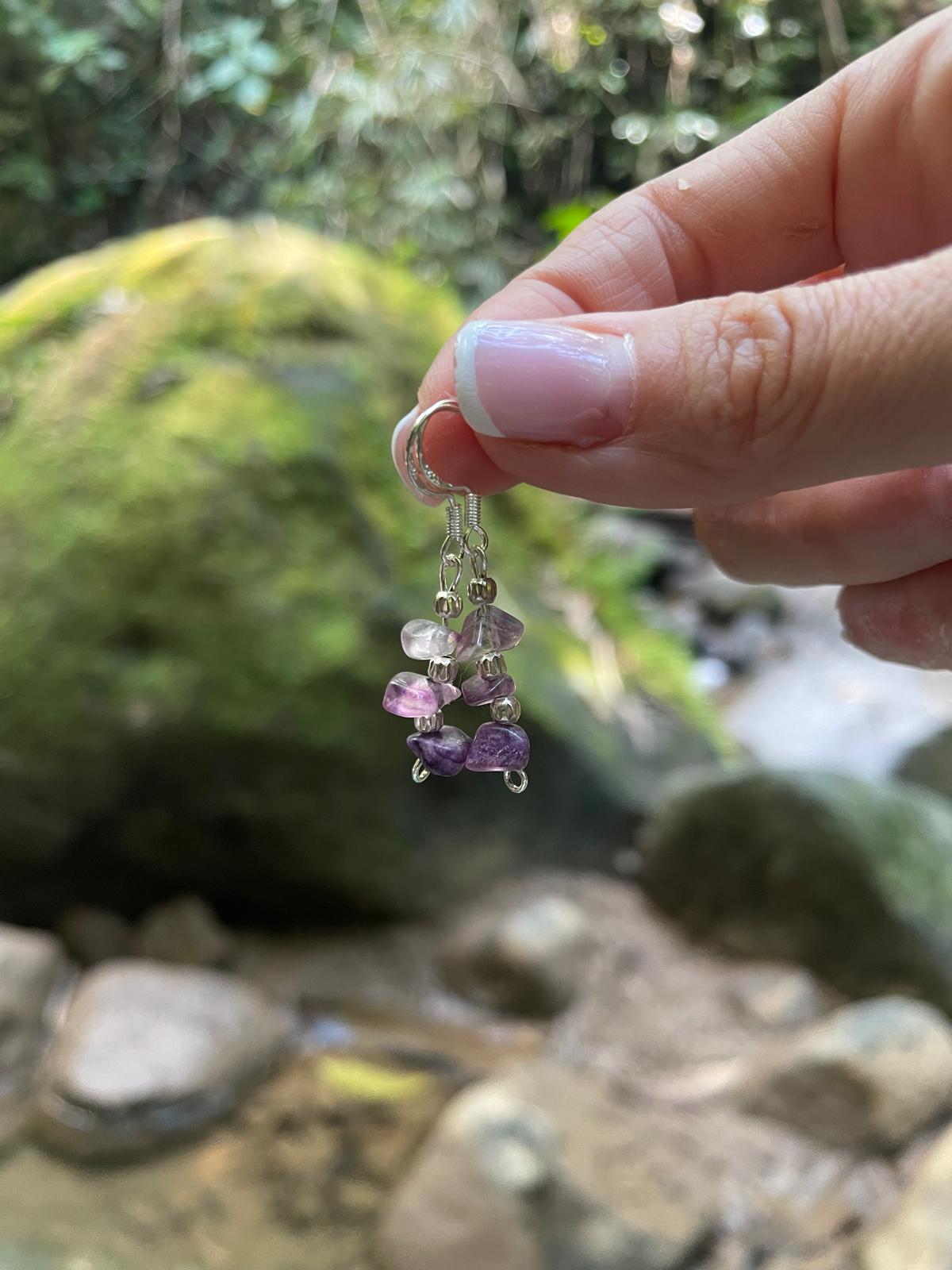 Handmade amethyst earrings, premium 925 sterling silver