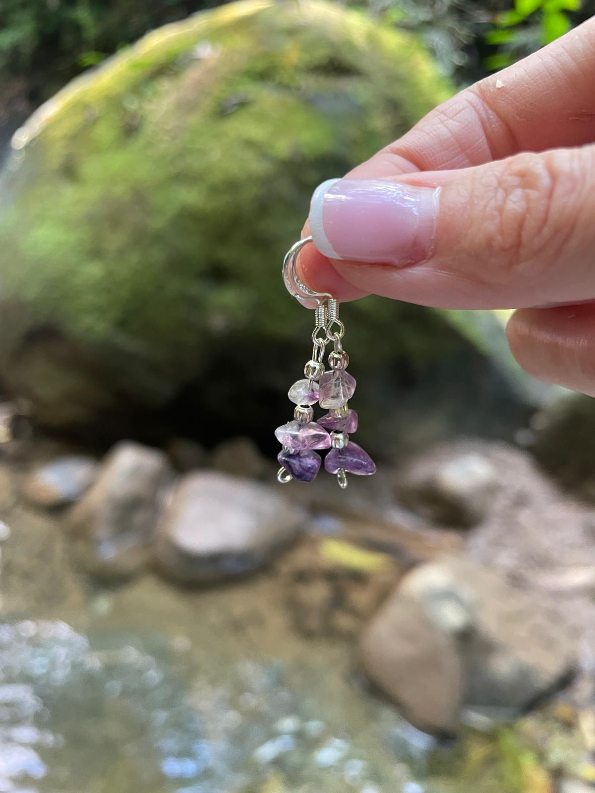 Handmade amethyst earrings, premium 925 sterling silver